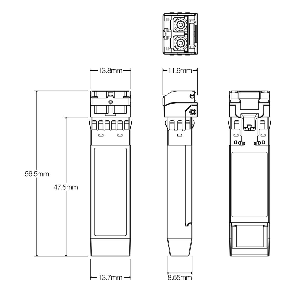 Fiber Optic Accessories - 10Gbit SFP+ Transceiver - Dimensions