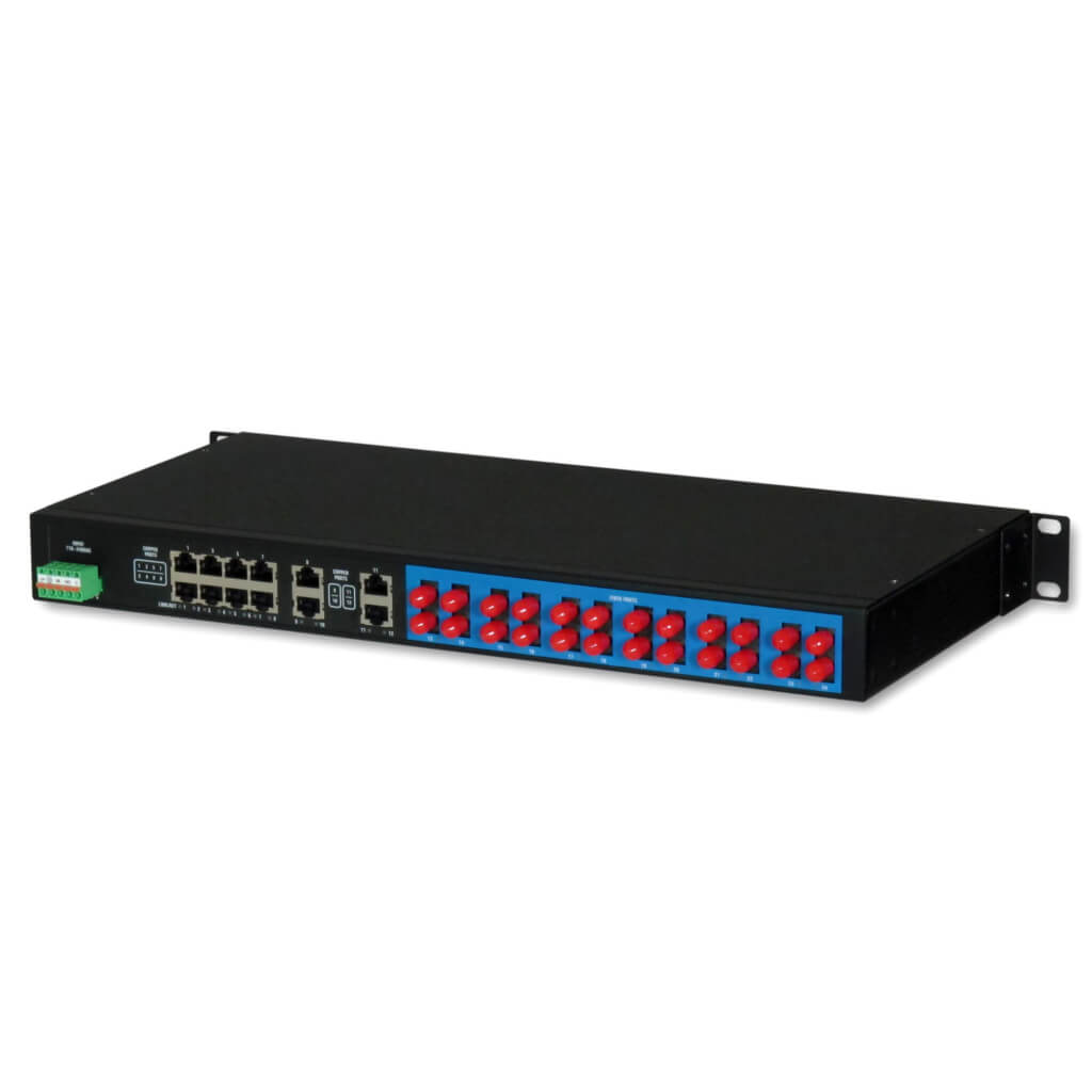 Industrial Ethernet Switches - 12+12 Ethernet Fiber Switch - Rear