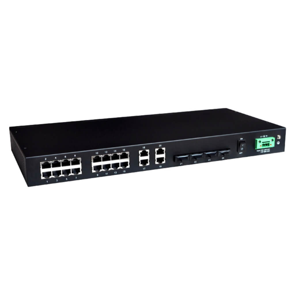 Industrial Ethernet Switches - 20+4 Ethernet Fiber Switch - Rear