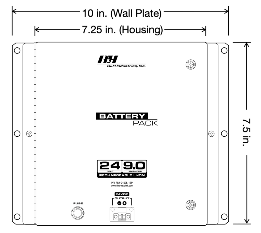 24VDC 9.0Ah Wall Mount Li-Ion Battery Pack - Dimensions