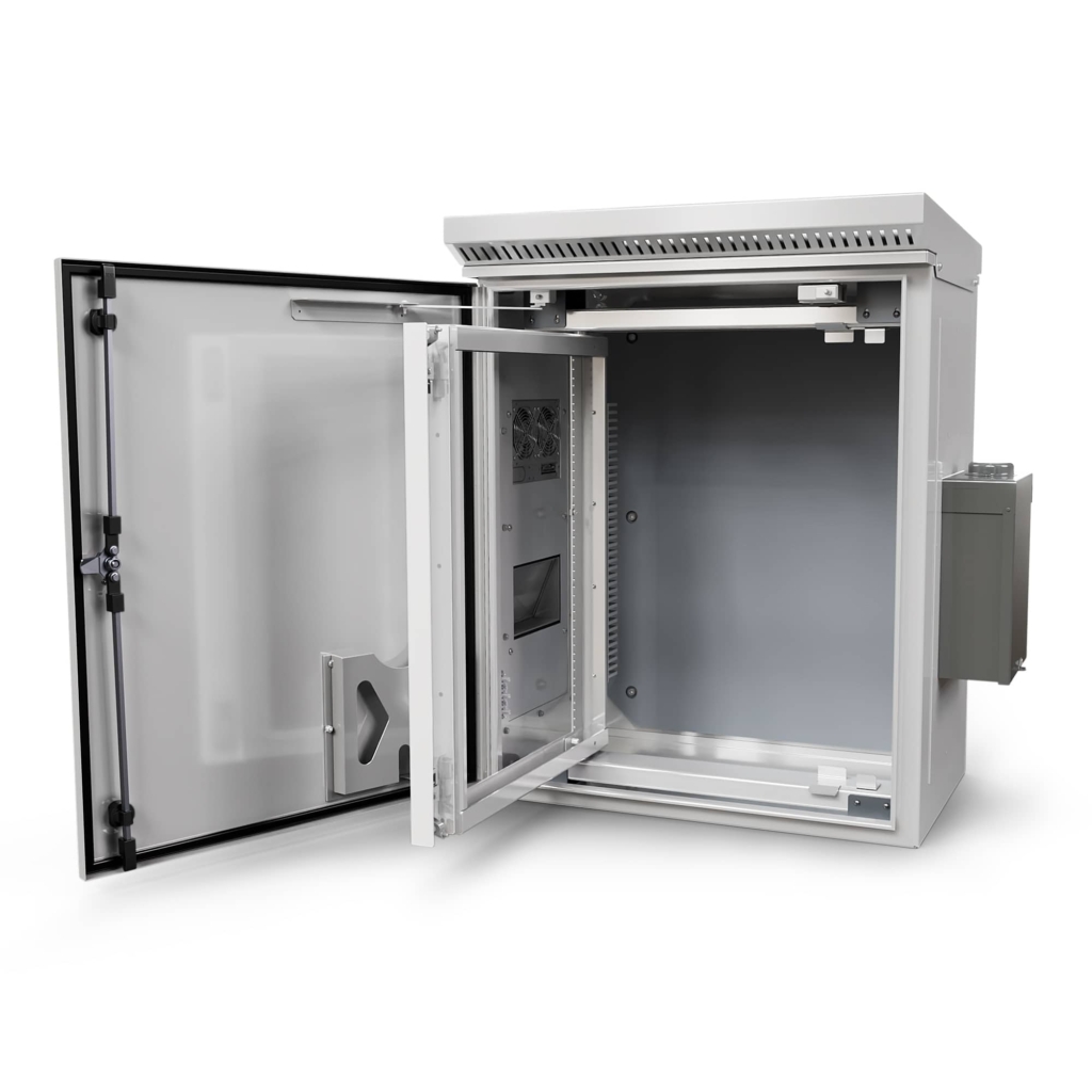 Enclosures - CORE- 36" x 30" x 20" Communications Outdoor Rack Enclosure - Rack Door Open AC