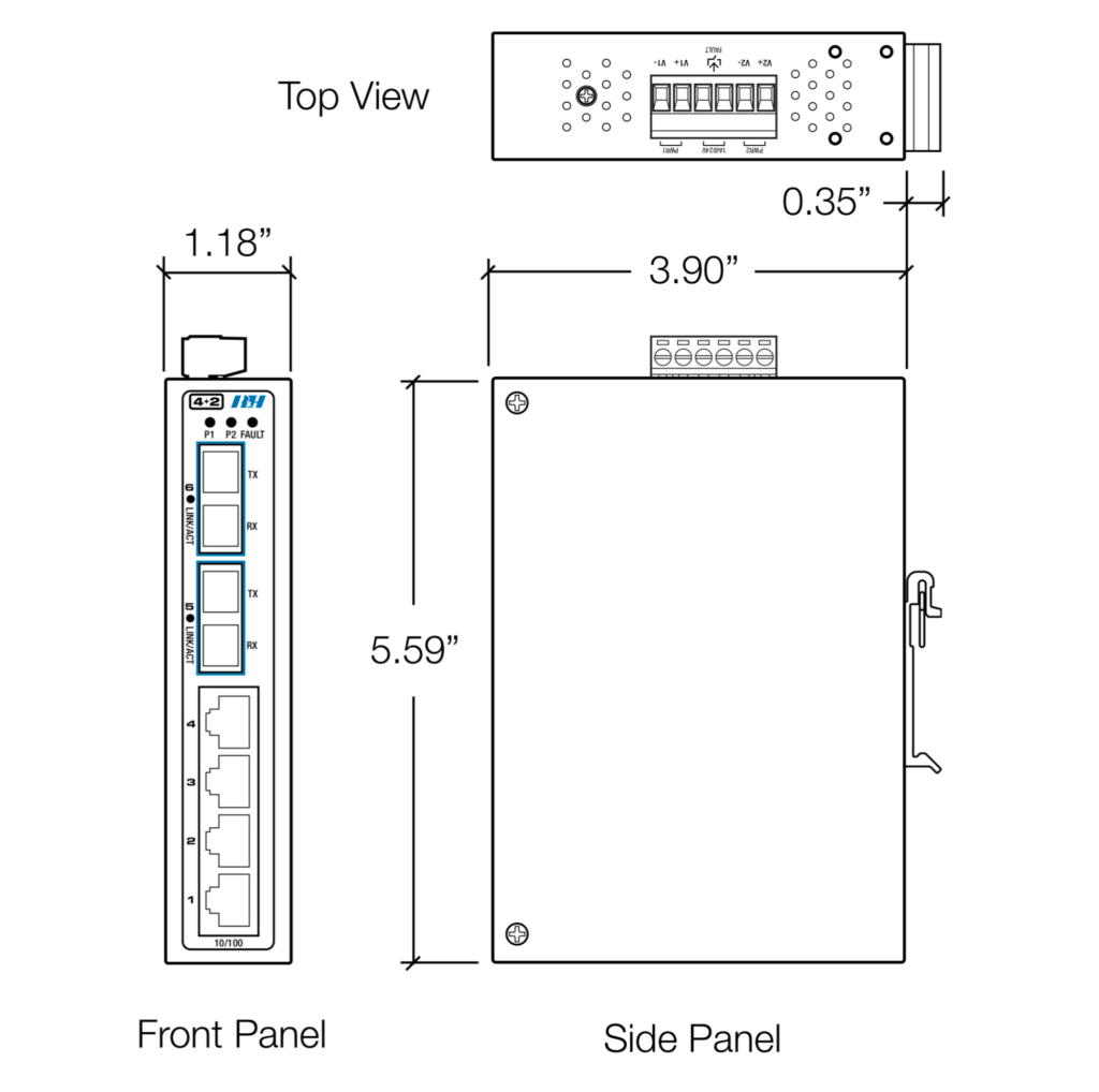 4+2 Fiber Switch Dimensions