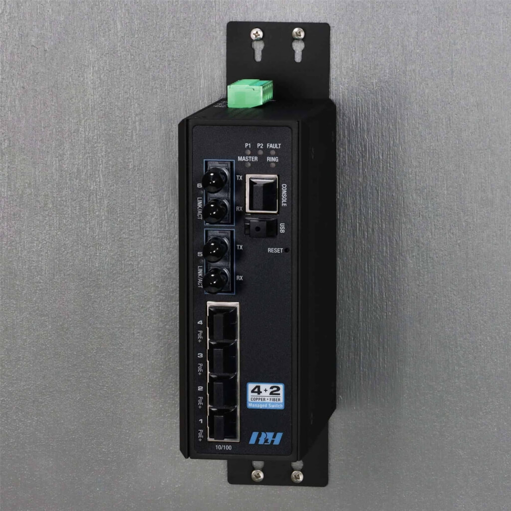 Industrial Ethernet Switches - 4+2 Managed Fiber PoE+ Switch