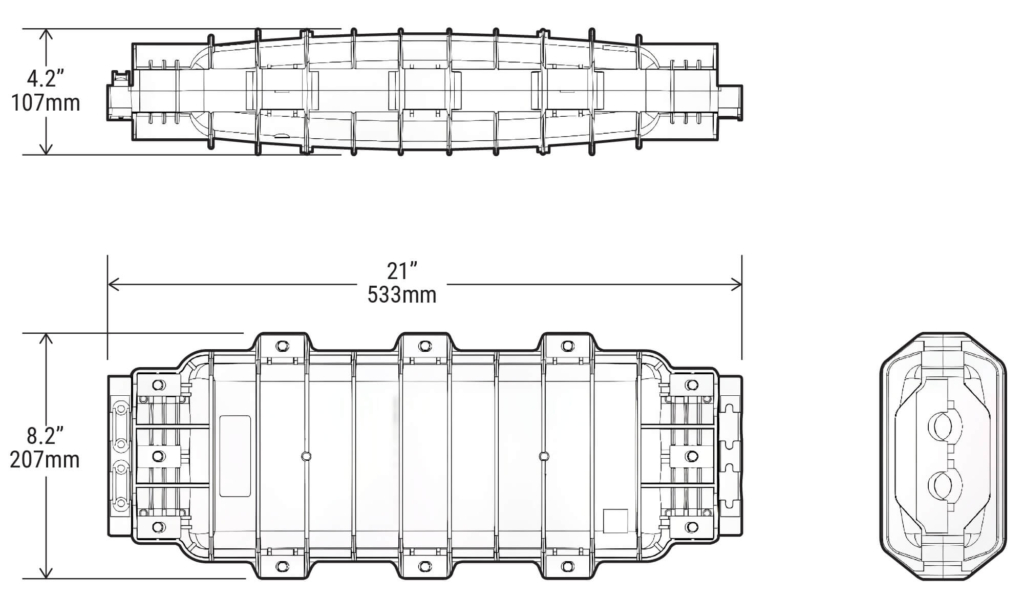 48 Fiber In Line OSP Splice Closure - Dimensions