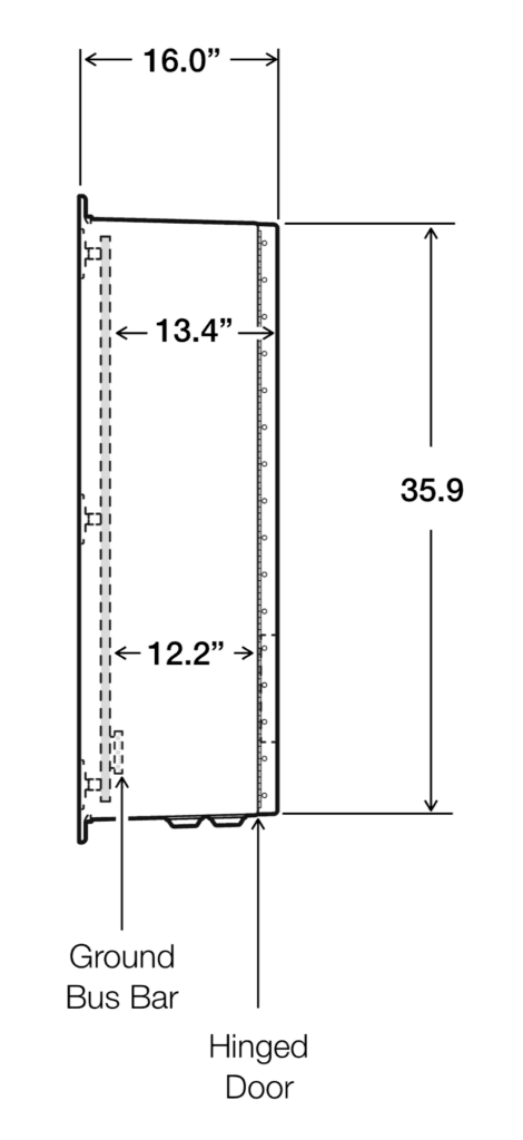 48" x 36" x 16" Fiberglass Enclosure - Side View