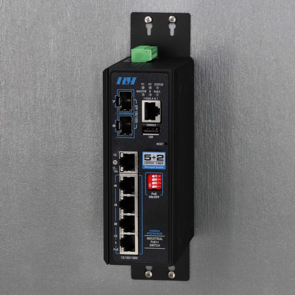 Industrial Ethernet Switches - 5+2 Managed Gbit SFP PoE++ Switch - Wall Mount