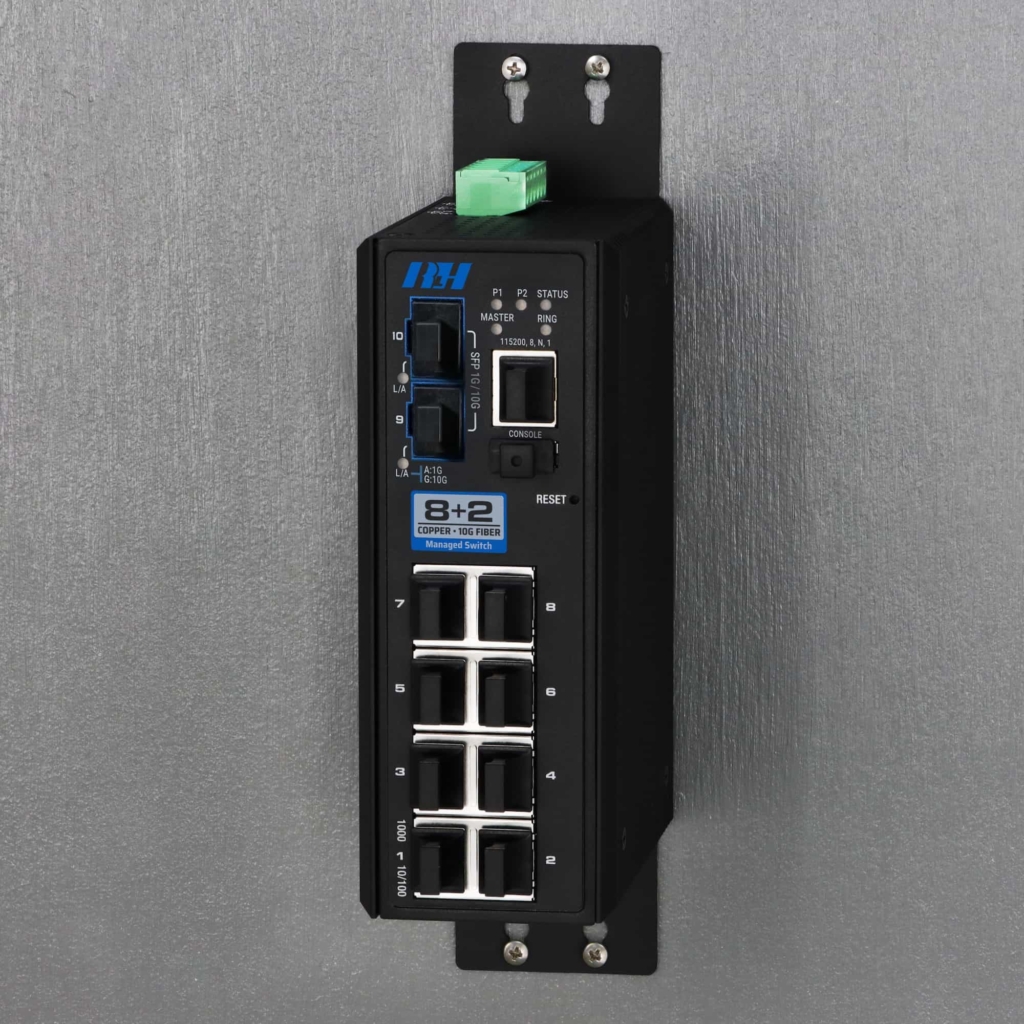 Industrial Ethernet Switches - 8+2 Managed Gigabit SFP+ Switch - Wall Mount