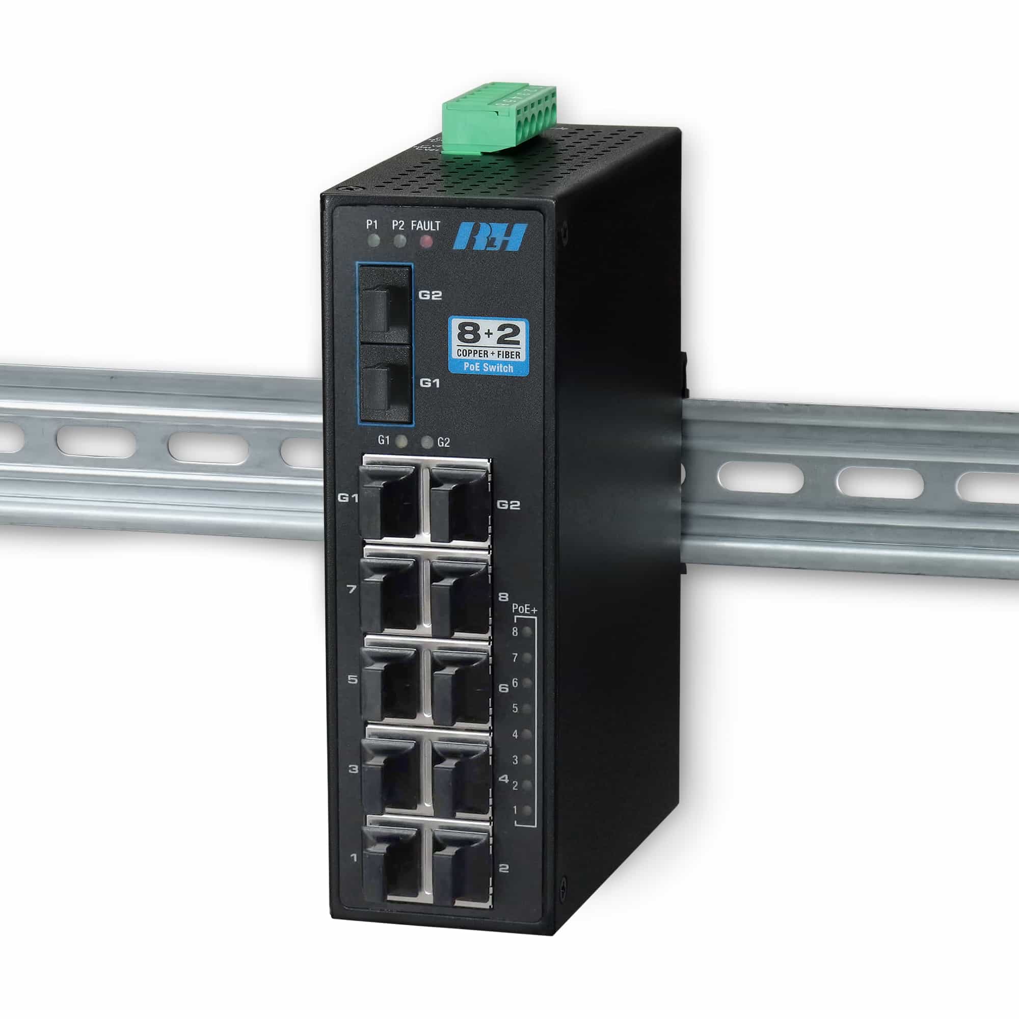 Industrial 8+2 Combo SFP PoE+ Switch | RLH Industries, Inc.