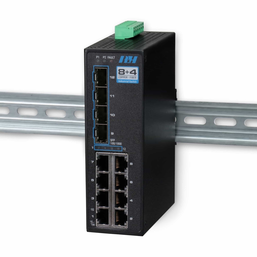 Industrial Ethernet Switches - 8+4 Gigabit SFP Switch - DIN Mount