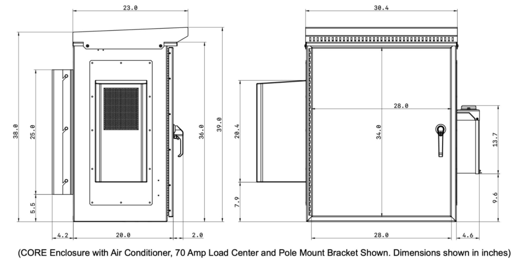 Enclosures - CORE- 36" x 30" x 20" Communications Outdoor Rack Enclosure - Dimensions