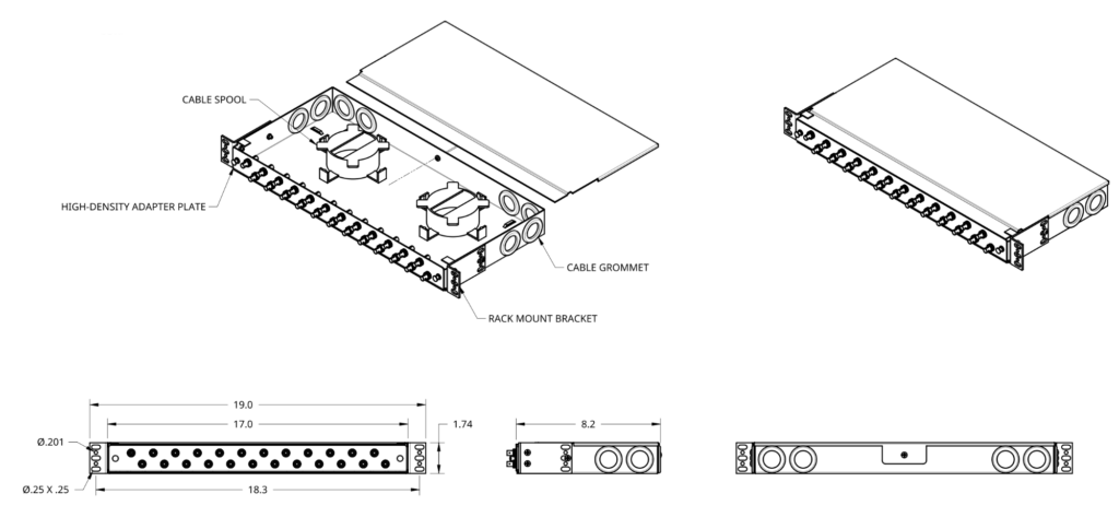 High-Density 1RU Fiber Patch Panel - Dimensions